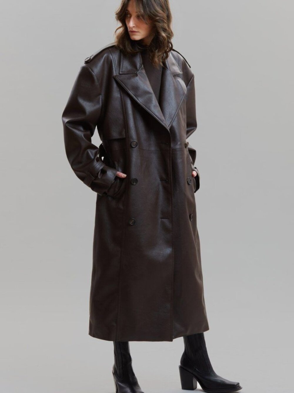 The Frankie Shop Diana Faux Leather Trench Coat